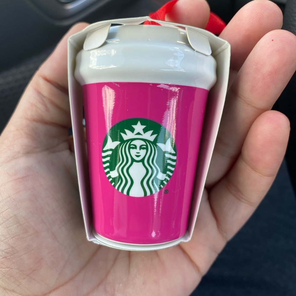 Starbucks Holiday 2021. Mini Hot Pink Tumbler, Ceramic Christmas Ornament